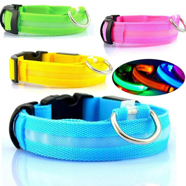 Nylon LED Pet Dog Luminous Collar Night Safety Flashing Glow